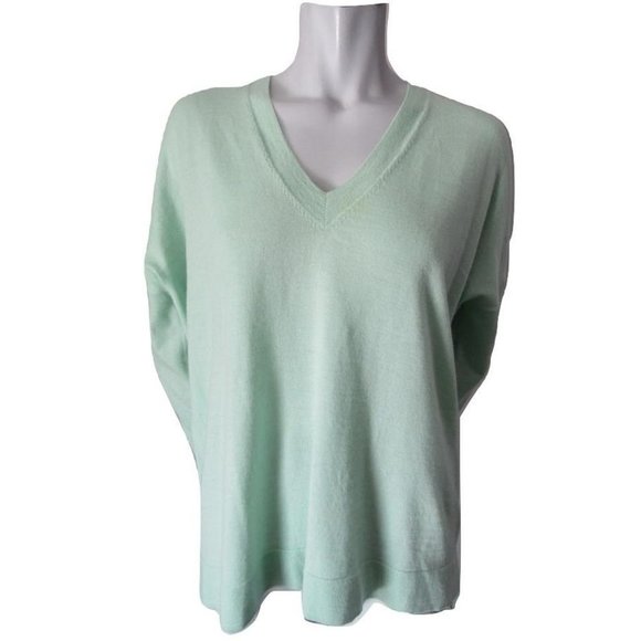 J. Crew Sweaters - J Crew Mint Green V Neck Merino Wool Sweater M